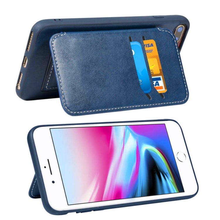 Simple Leather Texture TPU Magnetic Leather Case for iPhone 8 Plus & 7 Plus & 6 Plus, with Holder & Card Slots & Wallet