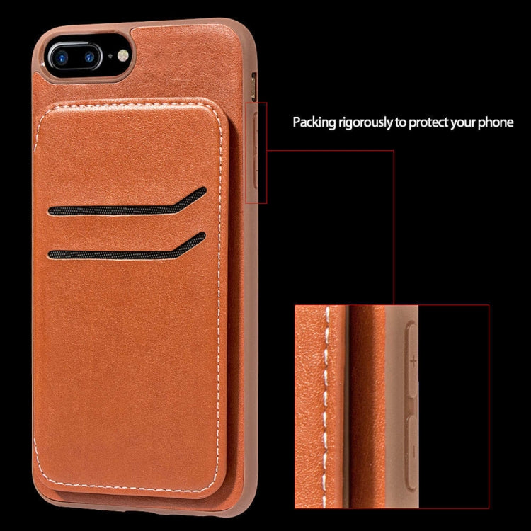Simple Leather Texture TPU Magnetic Leather Case for iPhone 8 Plus & 7 Plus & 6 Plus, with Holder & Card Slots & Wallet