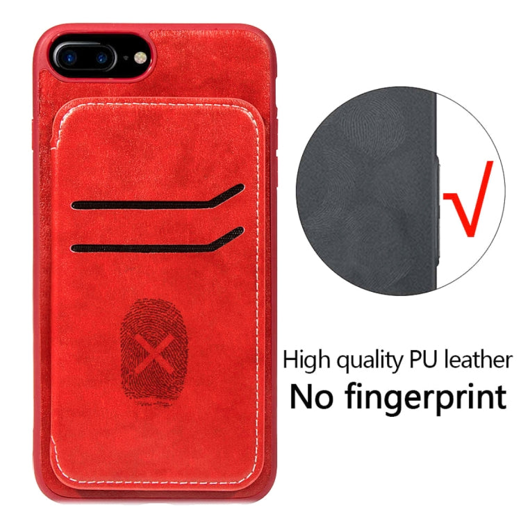 Simple Leather Texture TPU Magnetic Leather Case for iPhone 8 Plus & 7 Plus & 6 Plus, with Holder & Card Slots & Wallet