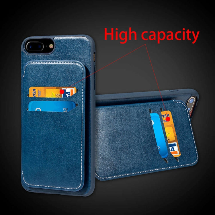 Simple Leather Texture TPU Magnetic Leather Case for iPhone 8 Plus & 7 Plus & 6 Plus, with Holder & Card Slots & Wallet