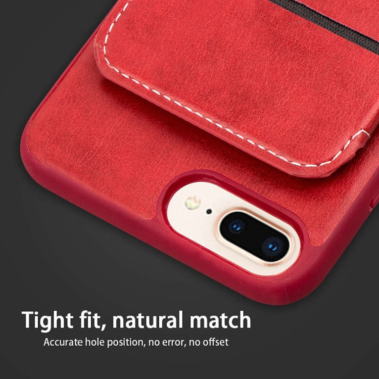 Simple Leather Texture TPU Magnetic Leather Case for iPhone 8 Plus & 7 Plus & 6 Plus, with Holder & Card Slots & Wallet