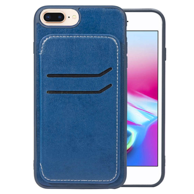 Simple Leather Texture TPU Magnetic Leather Case for iPhone 8 Plus & 7 Plus & 6 Plus, with Holder & Card Slots & Wallet