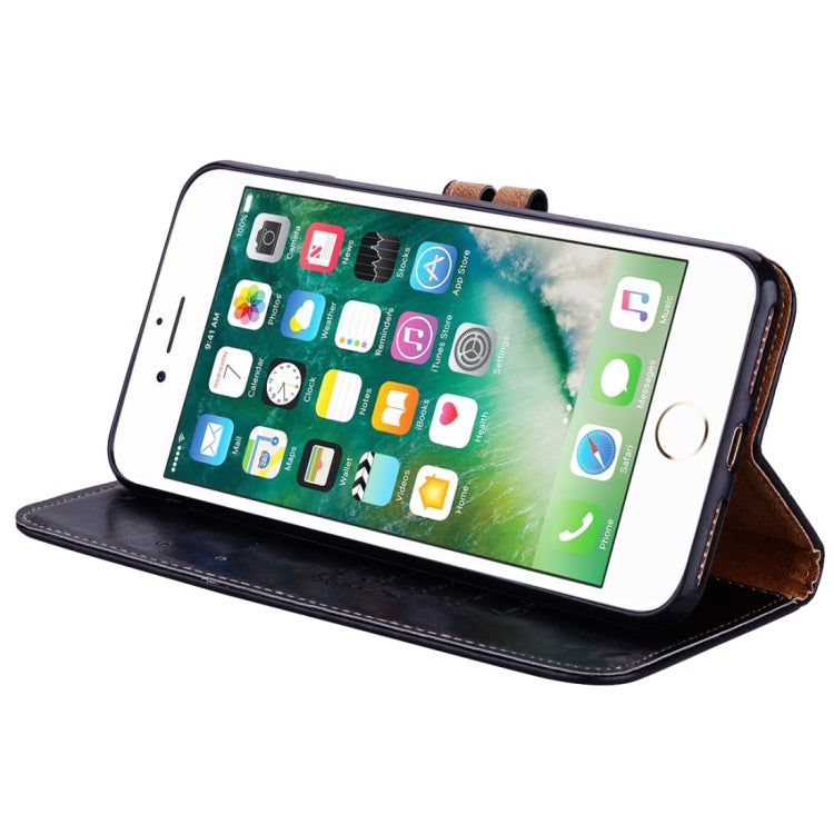 For iPhone 8 Plus & 7 Plus Business Style Oil Wax Texture Horizontal Flip Leather Case with Holder & Card Slots & Wallet