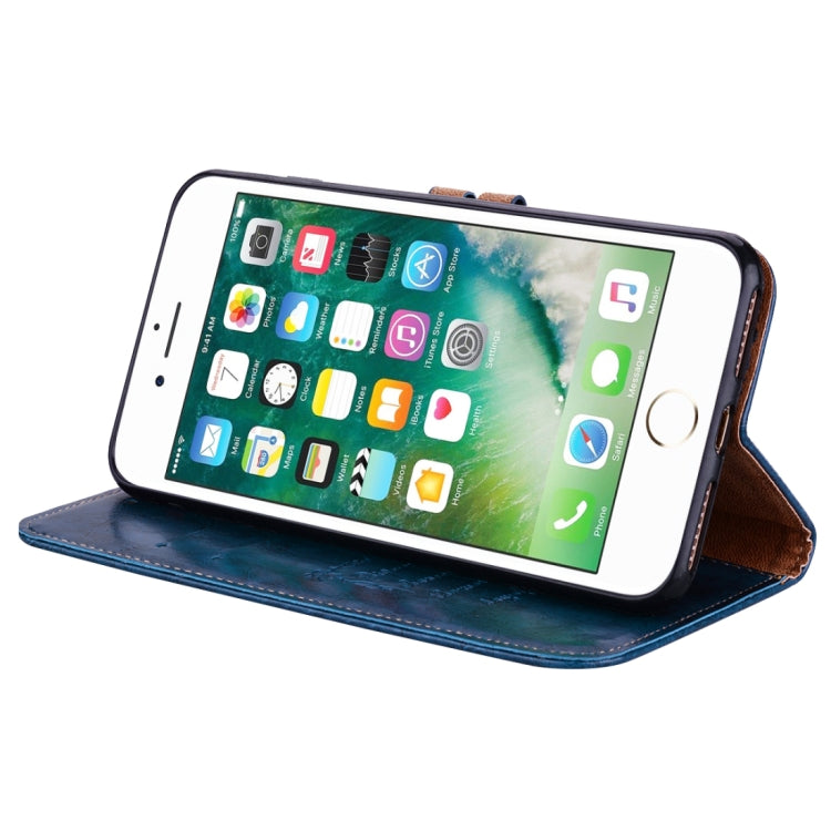 For iPhone 8 Plus & 7 Plus Business Style Oil Wax Texture Horizontal Flip Leather Case with Holder & Card Slots & Wallet