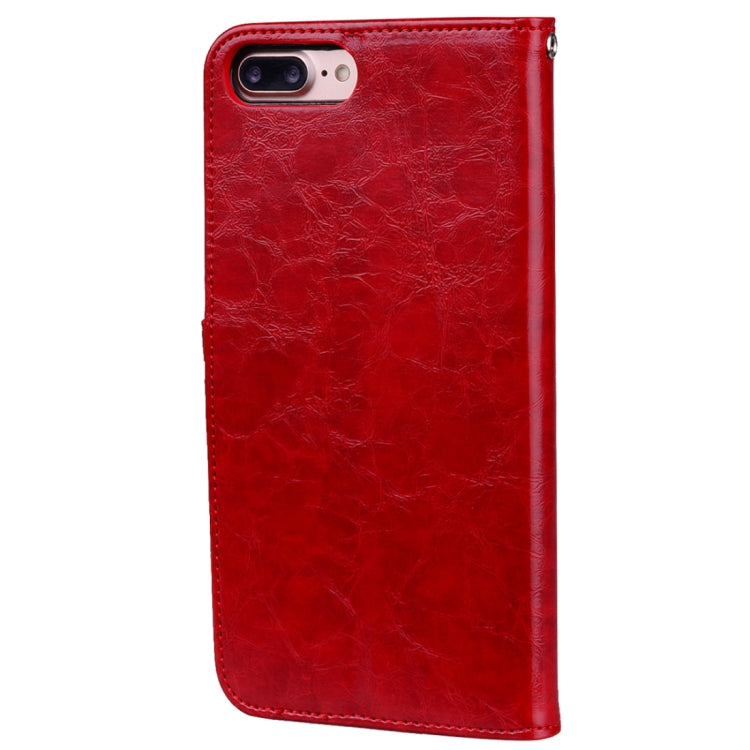 For iPhone 8 Plus & 7 Plus Business Style Oil Wax Texture Horizontal Flip Leather Case with Holder & Card Slots & Wallet