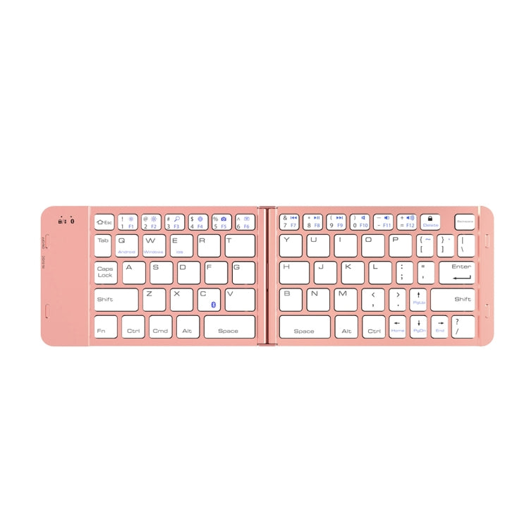 BlueFinger F88 2-Foldable Aluminum Alloy Bluetooth Keyboard for iOS, Android, Microsoft (Rose Gold)