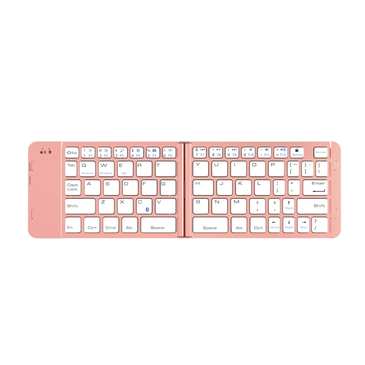 BlueFinger F88 2-Foldable Aluminum Alloy Bluetooth Keyboard for iOS, Android, Microsoft (Rose Gold)