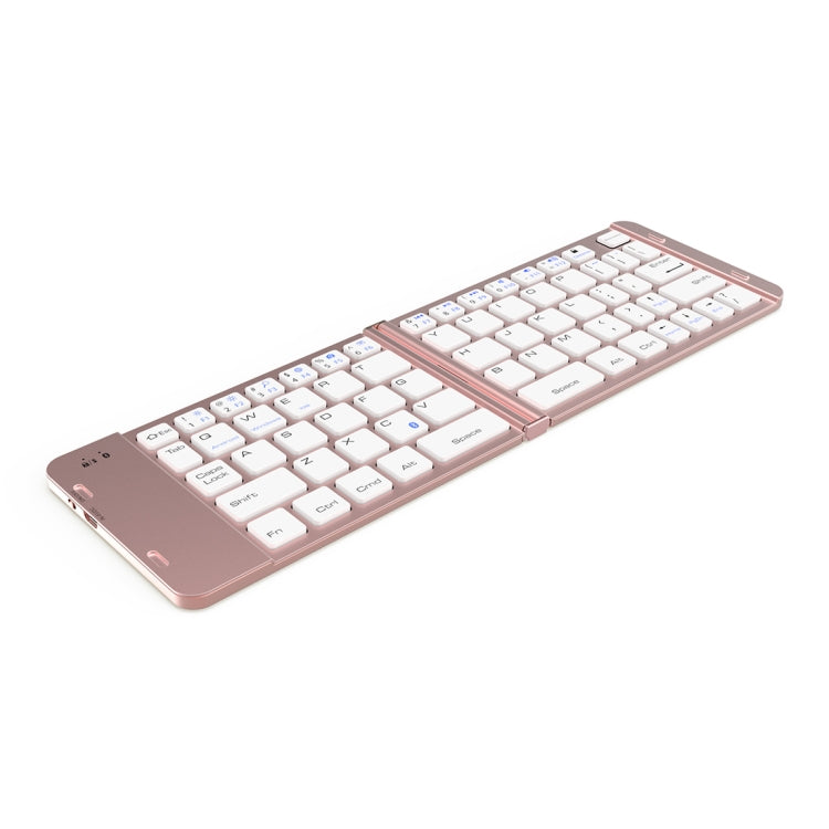 BlueFinger F88 2-Foldable Aluminum Alloy Bluetooth Keyboard for iOS, Android, Microsoft (Rose Gold)