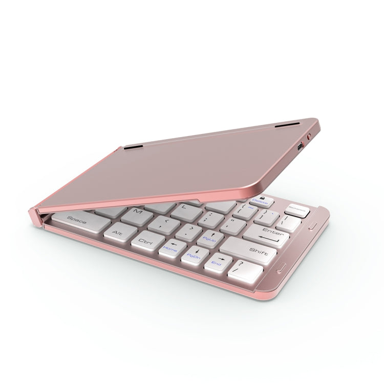 BlueFinger F88 2-Foldable Aluminum Alloy Bluetooth Keyboard for iOS, Android, Microsoft (Rose Gold)