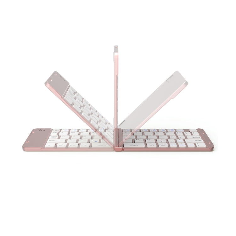 BlueFinger F88 2-Foldable Aluminum Alloy Bluetooth Keyboard for iOS, Android, Microsoft (Rose Gold)