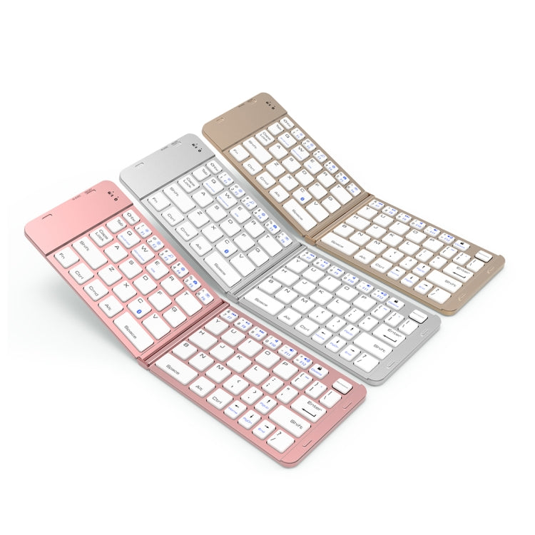 BlueFinger F88 2-Foldable Aluminum Alloy Bluetooth Keyboard for iOS, Android, Microsoft (Rose Gold)