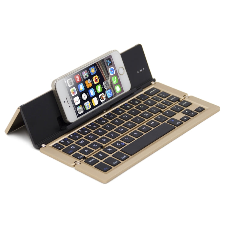 BlueFinger F18 3-Foldable Aluminum Alloy Bluetooth Keyboard with Holder for iOS, Android, Microsoft