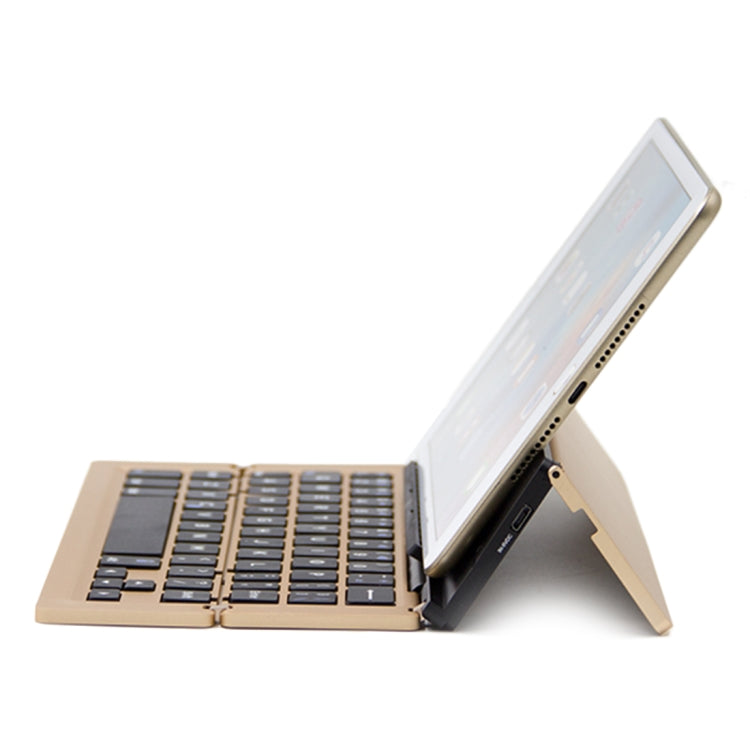 BlueFinger F18 3-Foldable Aluminum Alloy Bluetooth Keyboard with Holder for iOS, Android, Microsoft