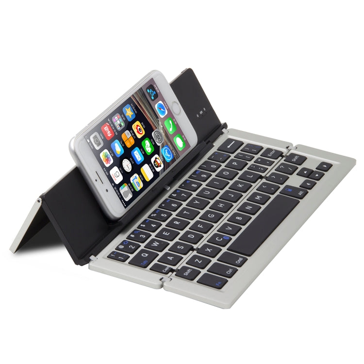 BlueFinger F18 3-Foldable Aluminum Alloy Bluetooth Keyboard with Holder for iOS, Android, Microsoft
