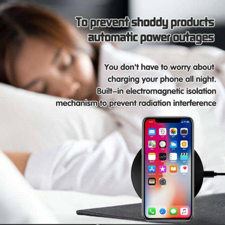 HAMTOD HM6 5W Fast Charging ABS Pad Qi Standard Wireless Charger, For iPhone, Galaxy, Huawei, Xiaomi, LG, HTC and Other QI Standard Smart Phones(Black)