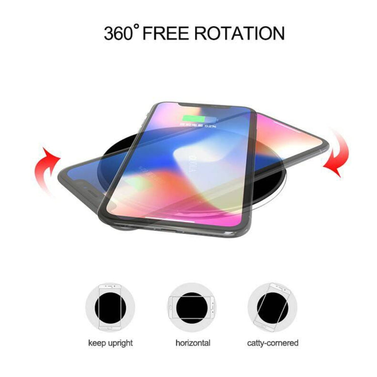 HAMTOD HM6 5W Fast Charging ABS Pad Qi Standard Wireless Charger, For iPhone, Galaxy, Huawei, Xiaomi, LG, HTC and Other QI Standard Smart Phones(Black)