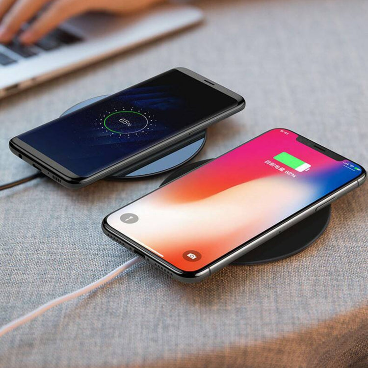 HAMTOD HM6 5W Fast Charging ABS Pad Qi Standard Wireless Charger, For iPhone, Galaxy, Huawei, Xiaomi, LG, HTC and Other QI Standard Smart Phones(Black)