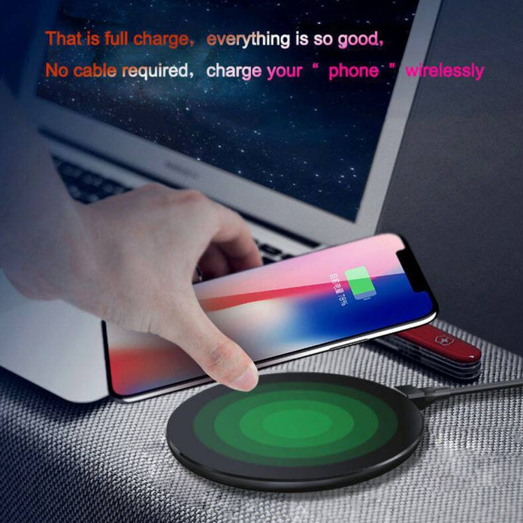 HAMTOD HM6 5W Fast Charging ABS Pad Qi Standard Wireless Charger, For iPhone, Galaxy, Huawei, Xiaomi, LG, HTC and Other QI Standard Smart Phones(Black)
