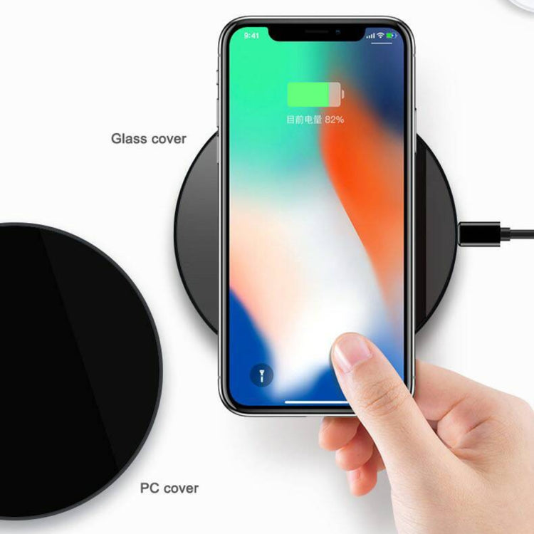 HAMTOD HM6 5W Fast Charging ABS Pad Qi Standard Wireless Charger, For iPhone, Galaxy, Huawei, Xiaomi, LG, HTC and Other QI Standard Smart Phones(Black)