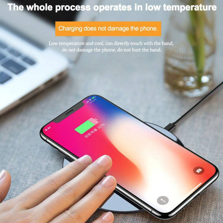 HAMTOD HM6 5W Fast Charging ABS Pad Qi Standard Wireless Charger, For iPhone, Galaxy, Huawei, Xiaomi, LG, HTC and Other QI Standard Smart Phones(Black)