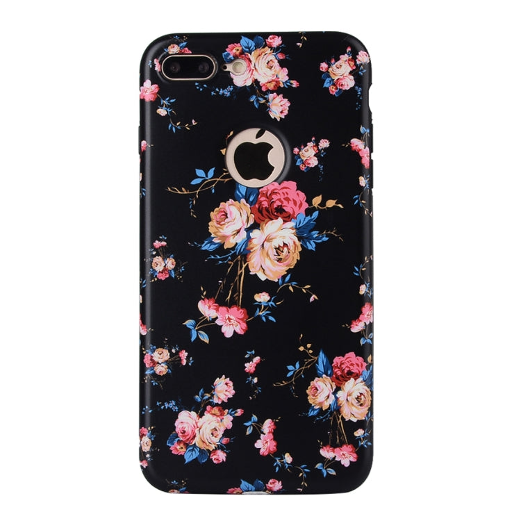 For iPhone 8 Plus & 7 Plus Flower Pattern TPU + PC Protective Back Cover Case + Tempered Glass Screen Protector
