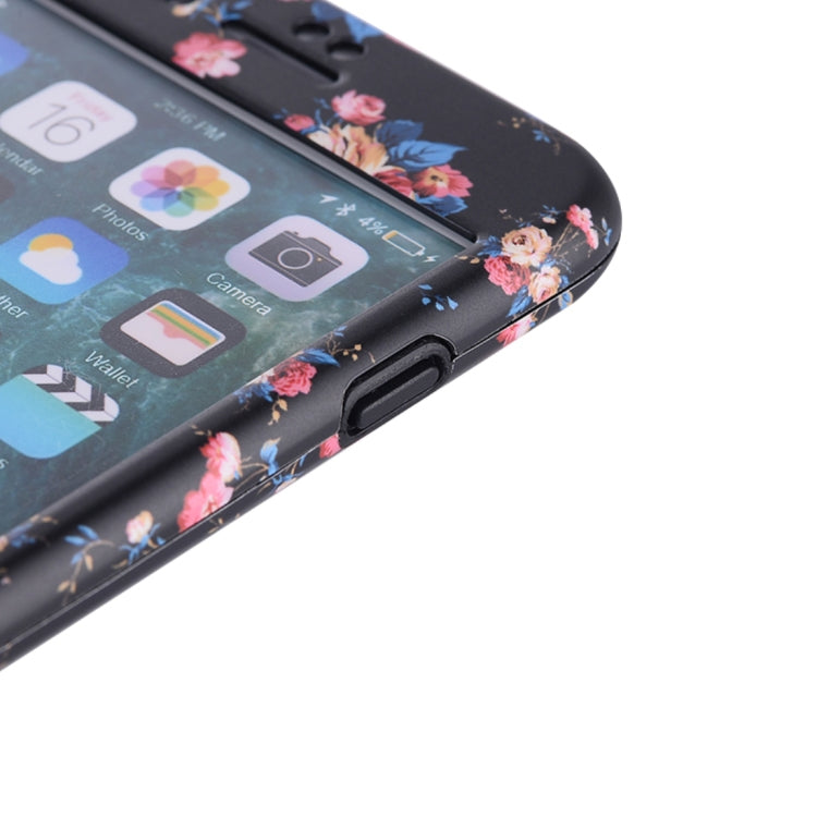 For iPhone 8 Plus & 7 Plus Flower Pattern TPU + PC Protective Back Cover Case + Tempered Glass Screen Protector