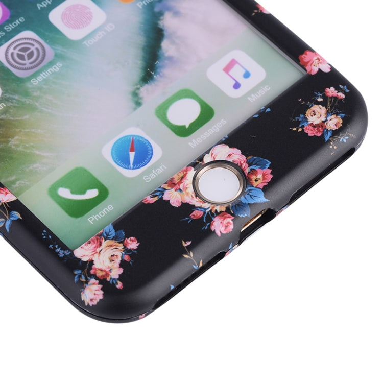 For iPhone 8 Plus & 7 Plus Flower Pattern TPU + PC Protective Back Cover Case + Tempered Glass Screen Protector