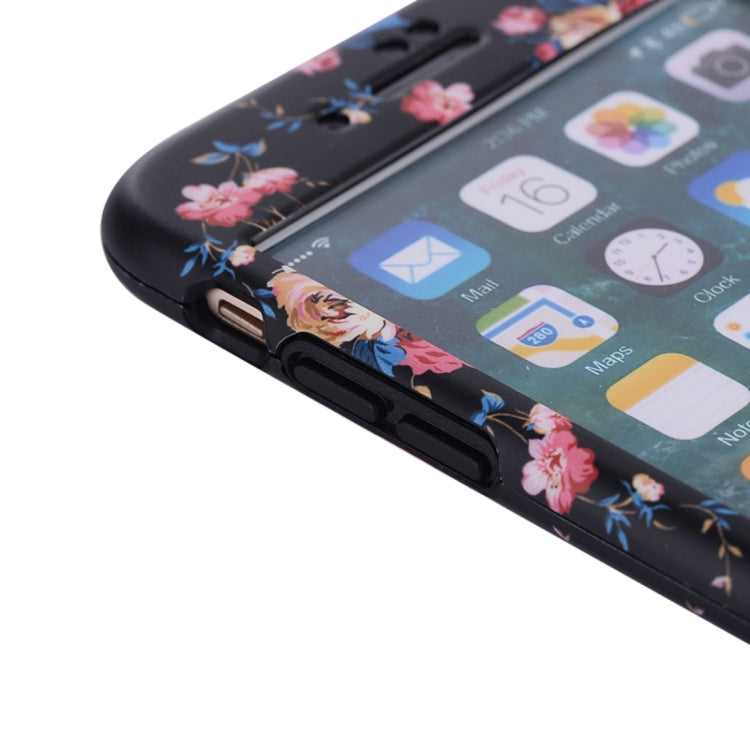 For iPhone 8 Plus & 7 Plus Flower Pattern TPU + PC Protective Back Cover Case + Tempered Glass Screen Protector