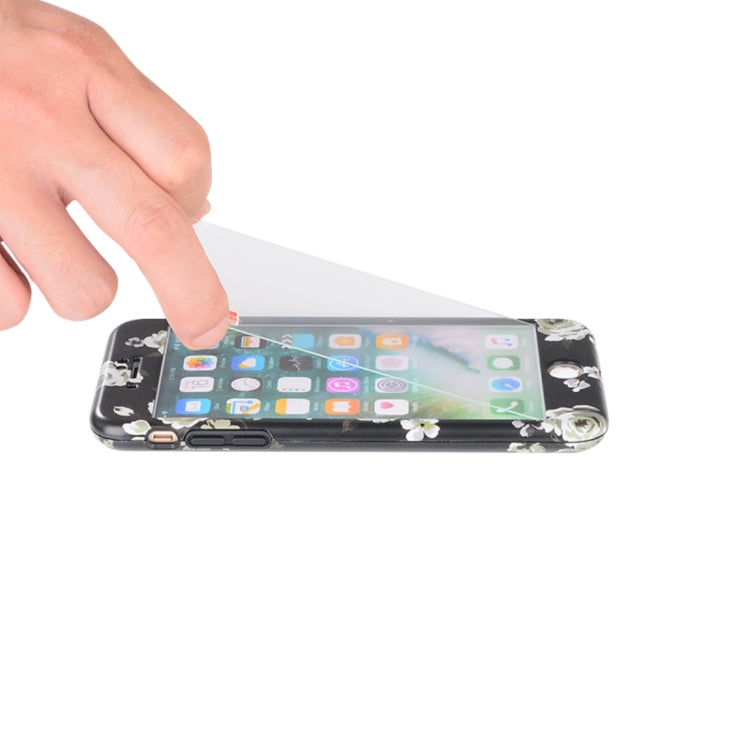 For iPhone 8 Plus & 7 Plus Flower Pattern TPU + PC Protective Back Cover Case + Tempered Glass Screen Protector