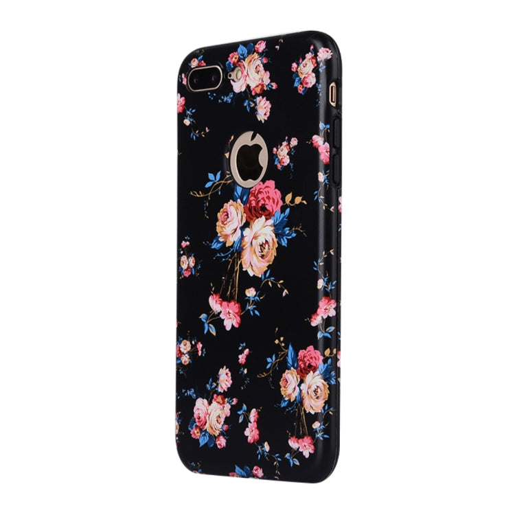 For iPhone 8 Plus & 7 Plus Flower Pattern TPU + PC Protective Back Cover Case + Tempered Glass Screen Protector