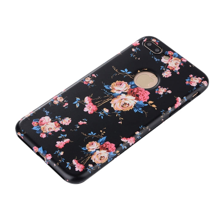 For iPhone 8 Plus & 7 Plus Flower Pattern TPU + PC Protective Back Cover Case + Tempered Glass Screen Protector