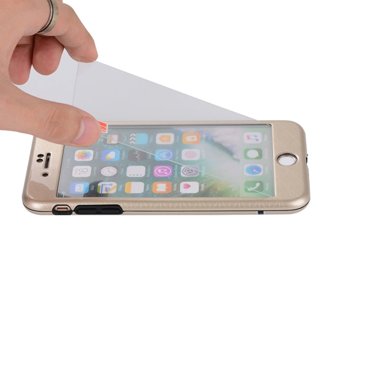 For iPhone 8 Plus & 7 Plus Tridimensional Texture TPU + PC Protective Back Cover Case + Tempered Glass Screen Protector (White)