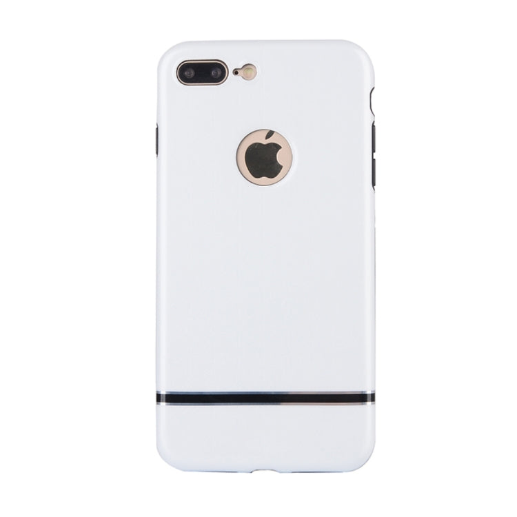 For iPhone 8 Plus & 7 Plus Tridimensional Texture TPU + PC Protective Back Cover Case + Tempered Glass Screen Protector (White)