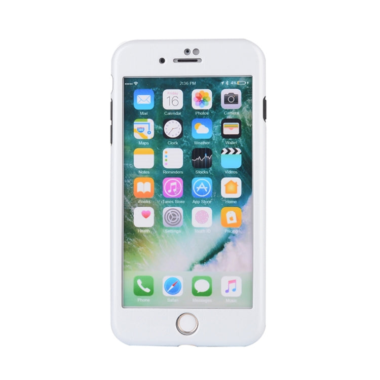 For iPhone 8 Plus & 7 Plus Tridimensional Texture TPU + PC Protective Back Cover Case + Tempered Glass Screen Protector (White)