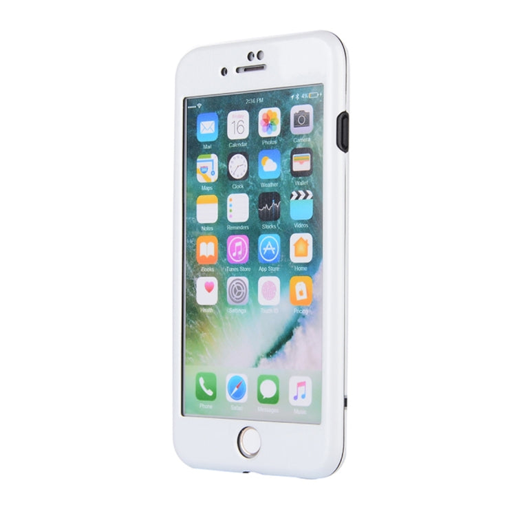 For iPhone 8 Plus & 7 Plus Tridimensional Texture TPU + PC Protective Back Cover Case + Tempered Glass Screen Protector (White)