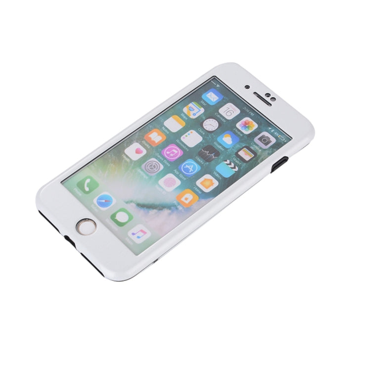 For iPhone 8 Plus & 7 Plus Tridimensional Texture TPU + PC Protective Back Cover Case + Tempered Glass Screen Protector (White)