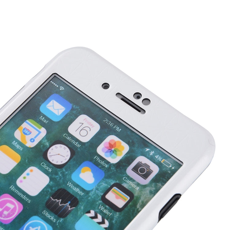 For iPhone 8 Plus & 7 Plus Tridimensional Texture TPU + PC Protective Back Cover Case + Tempered Glass Screen Protector (White)