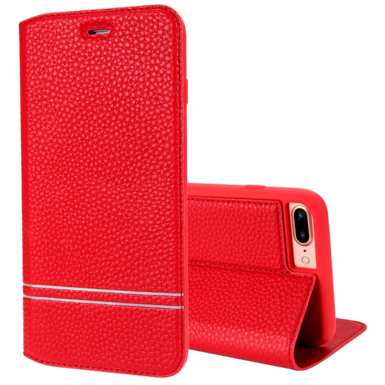 For iPhone 8 Plus & 7 Plus Litchi Texture Horizontal Flip Leather Case with Holder & Card Slots