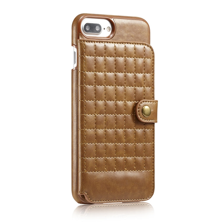 For iPhone 8 Plus & 7 Plus Retro PU Lattices Leather Texture Horizontal Flip Protective Leather Case with Holder & Card Slots & Wallet & Photo Frame