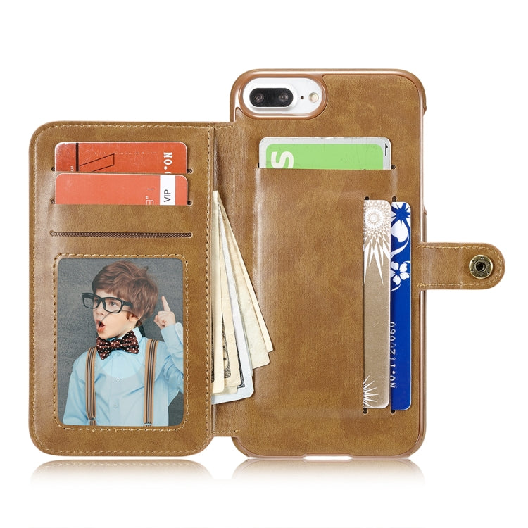 For iPhone 8 Plus & 7 Plus Retro PU Lattices Leather Texture Horizontal Flip Protective Leather Case with Holder & Card Slots & Wallet & Photo Frame