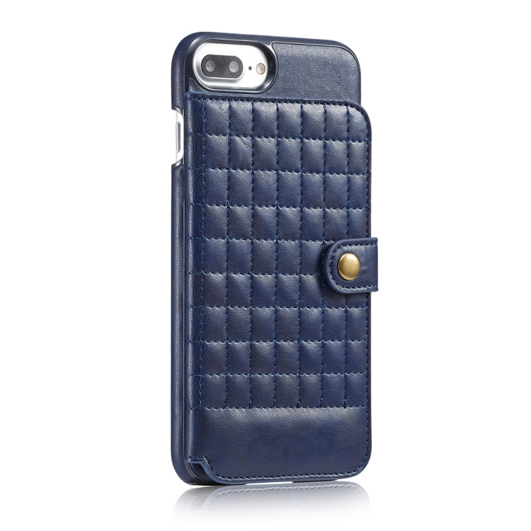 For iPhone 8 Plus & 7 Plus Retro PU Lattices Leather Texture Horizontal Flip Protective Leather Case with Holder & Card Slots & Wallet & Photo Frame