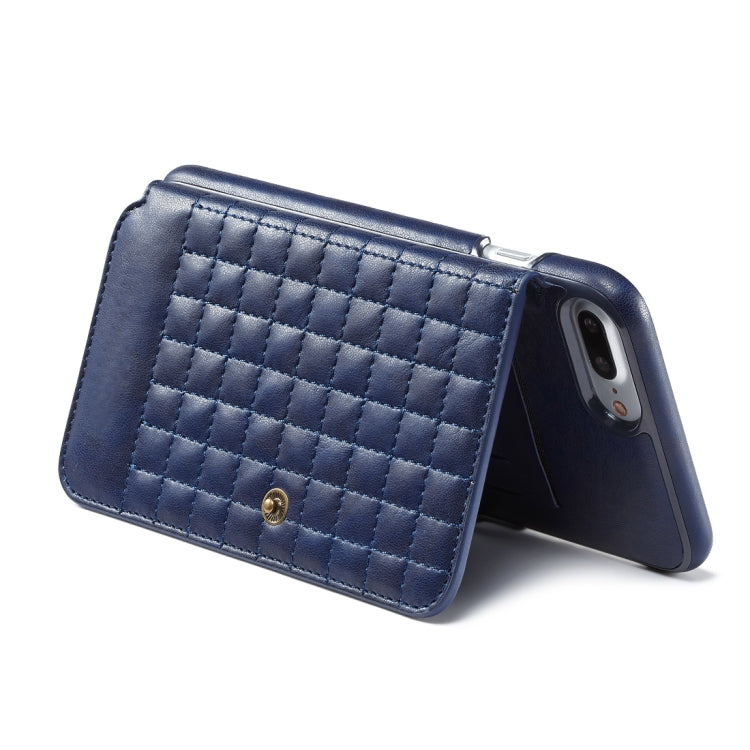 For iPhone 8 Plus & 7 Plus Retro PU Lattices Leather Texture Horizontal Flip Protective Leather Case with Holder & Card Slots & Wallet & Photo Frame