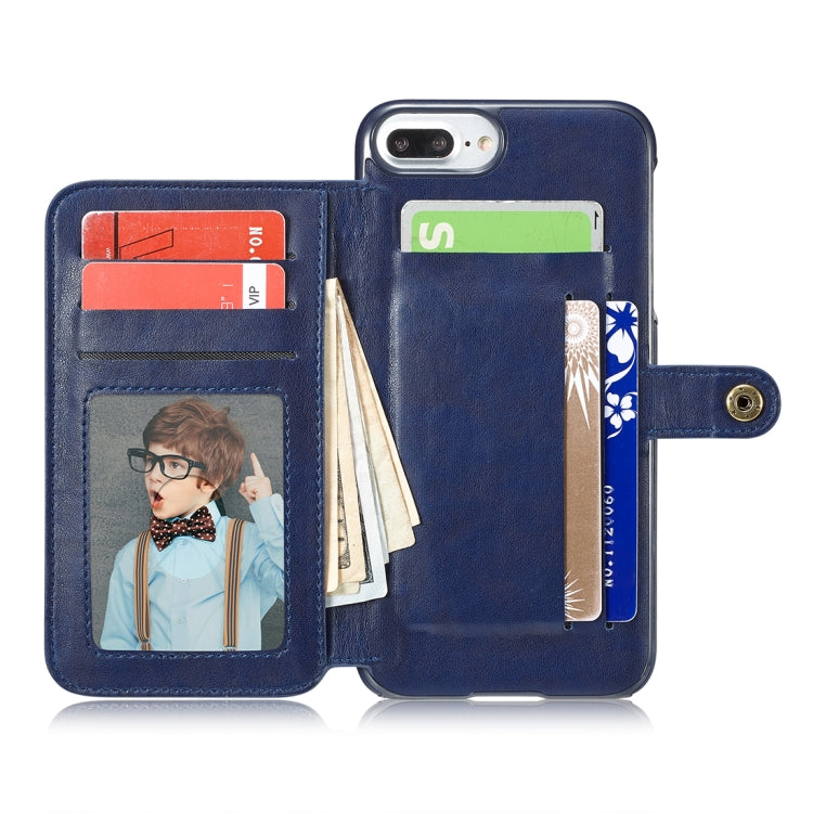For iPhone 8 Plus & 7 Plus Retro PU Lattices Leather Texture Horizontal Flip Protective Leather Case with Holder & Card Slots & Wallet & Photo Frame