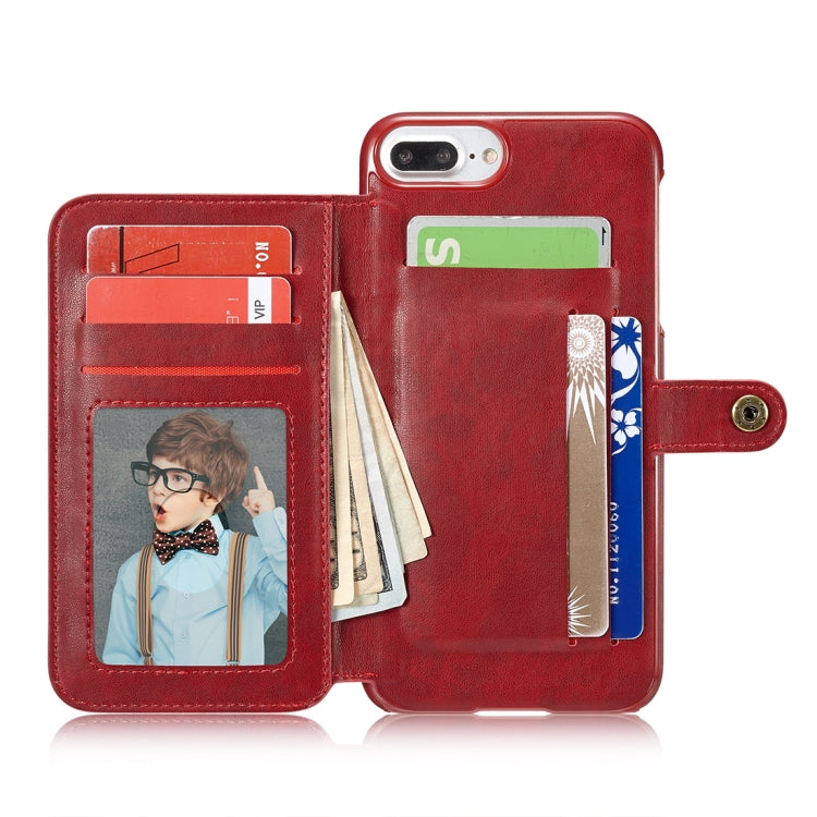 For iPhone 8 Plus & 7 Plus Retro PU Lattices Leather Texture Horizontal Flip Protective Leather Case with Holder & Card Slots & Wallet & Photo Frame