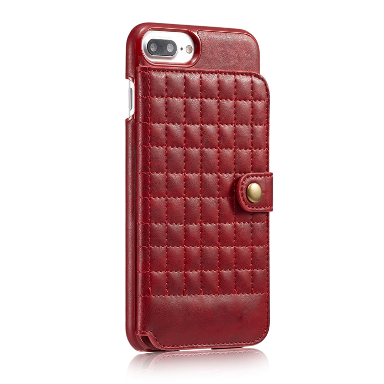 For iPhone 8 Plus & 7 Plus Retro PU Lattices Leather Texture Horizontal Flip Protective Leather Case with Holder & Card Slots & Wallet & Photo Frame