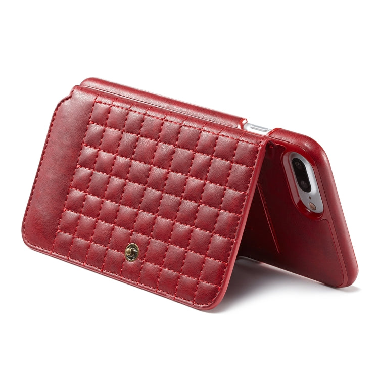 For iPhone 8 Plus & 7 Plus Retro PU Lattices Leather Texture Horizontal Flip Protective Leather Case with Holder & Card Slots & Wallet & Photo Frame