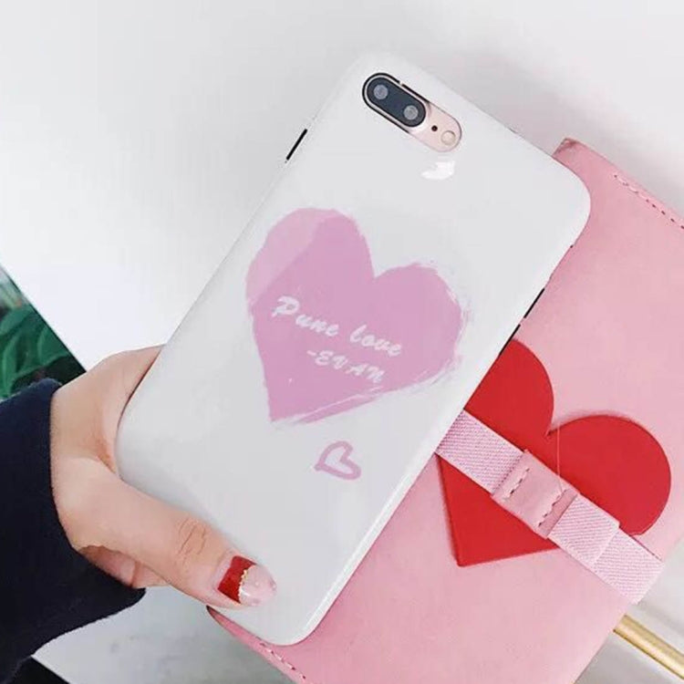 For iPhone 8 Plus & 7 Plus Love Heart Letters Pattern Protective Back Case