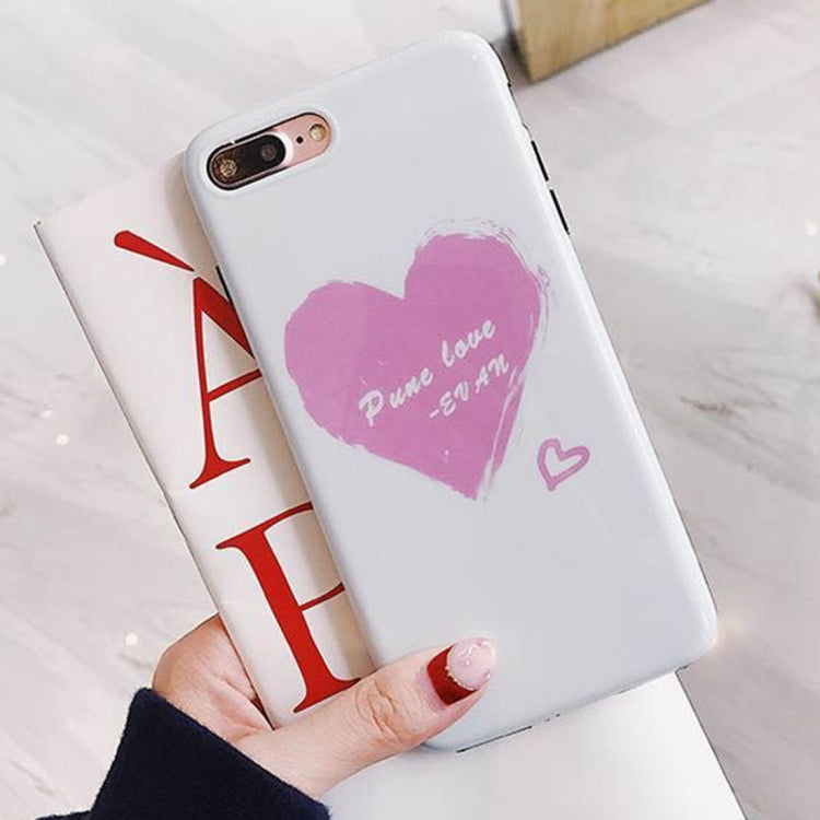 For iPhone 8 Plus & 7 Plus Love Heart Letters Pattern Protective Back Case