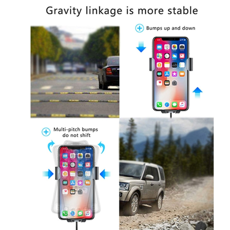 lenuo CL-28 Clamping Gravity Holder Car Air Vent Mount Qi Wireless Charger, For iPhone, Galaxy, Sony, Lenovo, HTC, Huawei, and other Smartphones(Black)