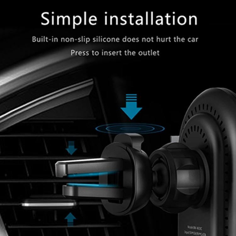 lenuo CL-28 Clamping Gravity Holder Car Air Vent Mount Qi Wireless Charger, For iPhone, Galaxy, Sony, Lenovo, HTC, Huawei, and other Smartphones(Black)